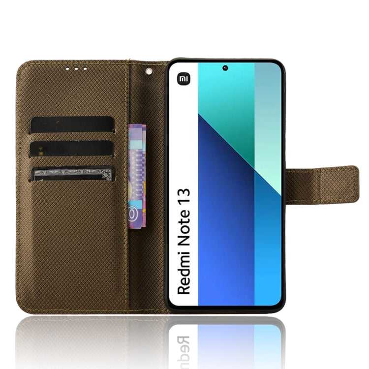 For Xiaomi Redmi Note 13 4G Diamond Texture Leather Phone Case(Brown) - Xiaomi Cases by buy2fix | Online Shopping UK | buy2fix