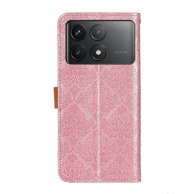 For Xiaomi Redmi K70 5G / K70 Pro 5G European Floral Embossed Leather Phone Case(Pink) - Xiaomi Cases by buy2fix | Online Shopping UK | buy2fix