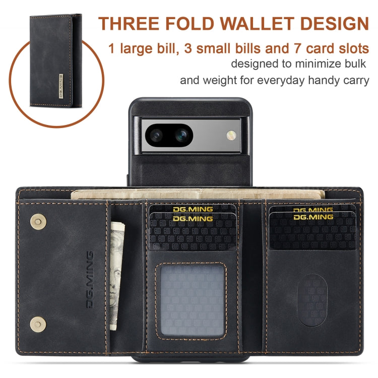 For Google Pixel 7A DG.MING M1 Series 3-Fold Multi Card Wallet + Magnetic Phone Case(Black) by DG.MING