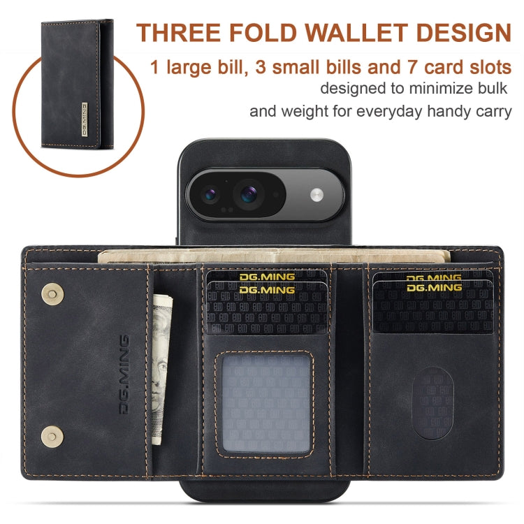 For Google Pixel 9 / 9 Pro DG.MING M1 Series 3-Fold Multi Card Wallet + Magnetic Phone Case(Black) - Google Cases by DG.MING | Online Shopping UK | buy2fix
