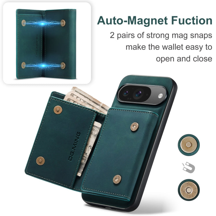 For Google Pixel 9 / 9 Pro DG.MING M1 Series 3-Fold Multi Card Wallet + Magnetic Phone Case(Green) - Google Cases by DG.MING | Online Shopping UK | buy2fix