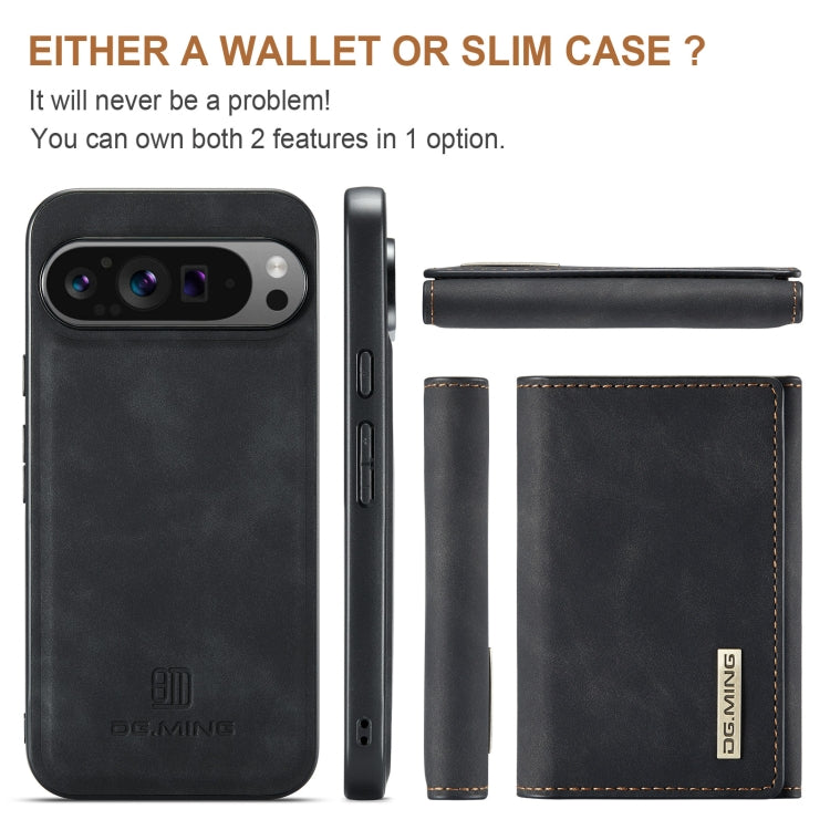 For Google Pixel 9 Pro XL DG.MING M1 Series 3-Fold Multi Card Wallet + Magnetic Phone Case(Black) - Google Cases by DG.MING | Online Shopping UK | buy2fix