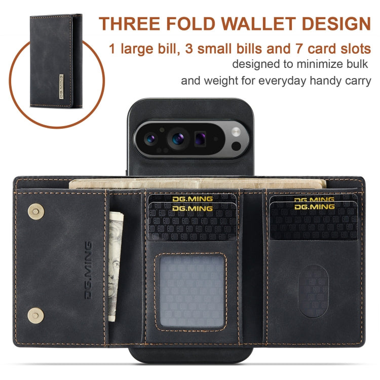 For Google Pixel 9 Pro XL DG.MING M1 Series 3-Fold Multi Card Wallet + Magnetic Phone Case(Black) - Google Cases by DG.MING | Online Shopping UK | buy2fix
