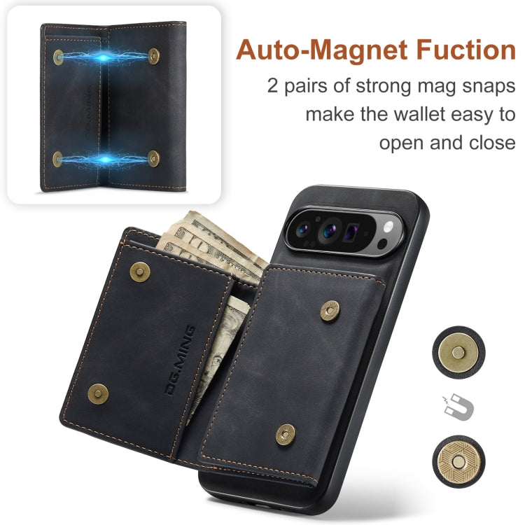 For Google Pixel 9 Pro XL DG.MING M1 Series 3-Fold Multi Card Wallet + Magnetic Phone Case(Black) - Google Cases by DG.MING | Online Shopping UK | buy2fix