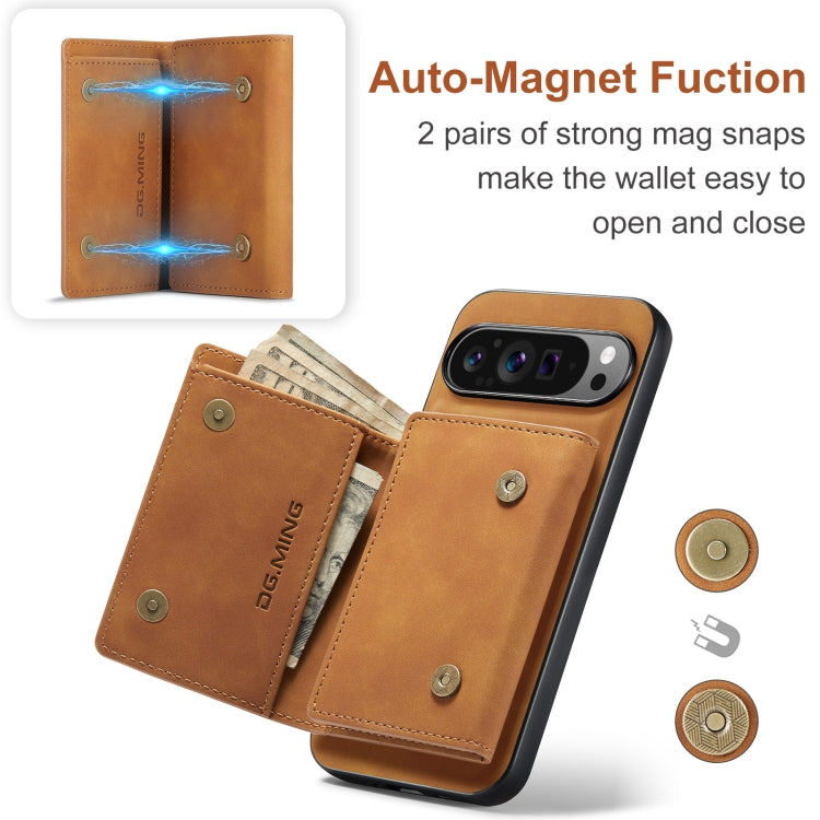 For Google Pixel 9 Pro XL DG.MING M1 Series 3-Fold Multi Card Wallet + Magnetic Phone Case(Brown) - Google Cases by DG.MING | Online Shopping UK | buy2fix