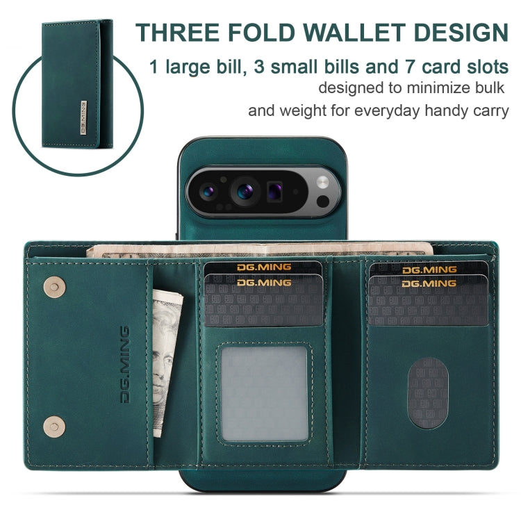 For Google Pixel 9 Pro XL DG.MING M1 Series 3-Fold Multi Card Wallet + Magnetic Phone Case(Green) - Google Cases by DG.MING | Online Shopping UK | buy2fix