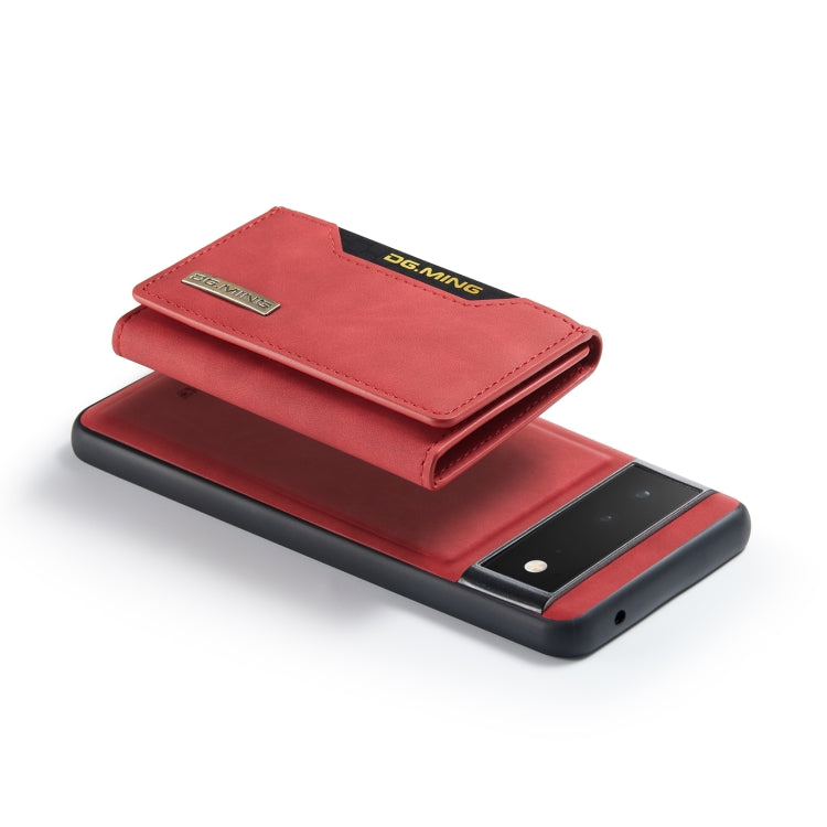 For Google Pixel 6 DG.MING M2 Series 3-Fold Multi Card Bag + Magnetic Phone Case(Red) by DG.MING