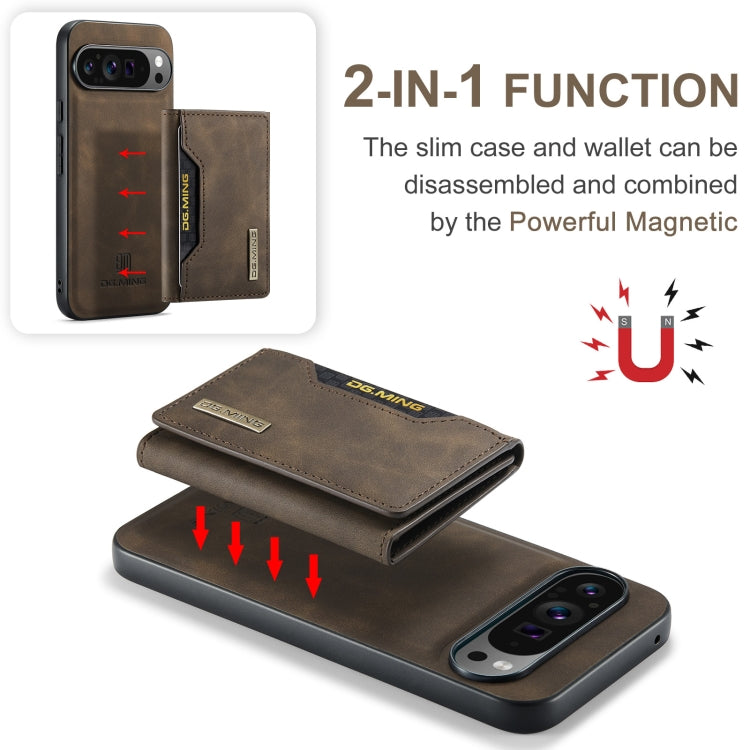 For Google Pixel 9 Pro XL DG.MING M2 Series 3-Fold Multi Card Bag + Magnetic Phone Case(Coffee) - Google Cases by DG.MING | Online Shopping UK | buy2fix