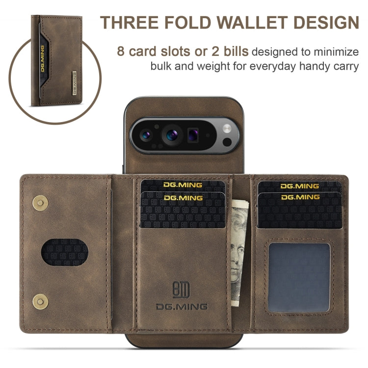 For Google Pixel 9 Pro XL DG.MING M2 Series 3-Fold Multi Card Bag + Magnetic Phone Case(Coffee) - Google Cases by DG.MING | Online Shopping UK | buy2fix