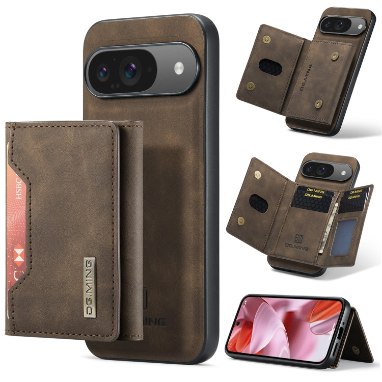 For Google Pixel 9 / 9 Pro DG.MING M2 Series 3-Fold Multi Card Bag + Magnetic Phone Case(Coffee) - Google Cases by DG.MING | Online Shopping UK | buy2fix