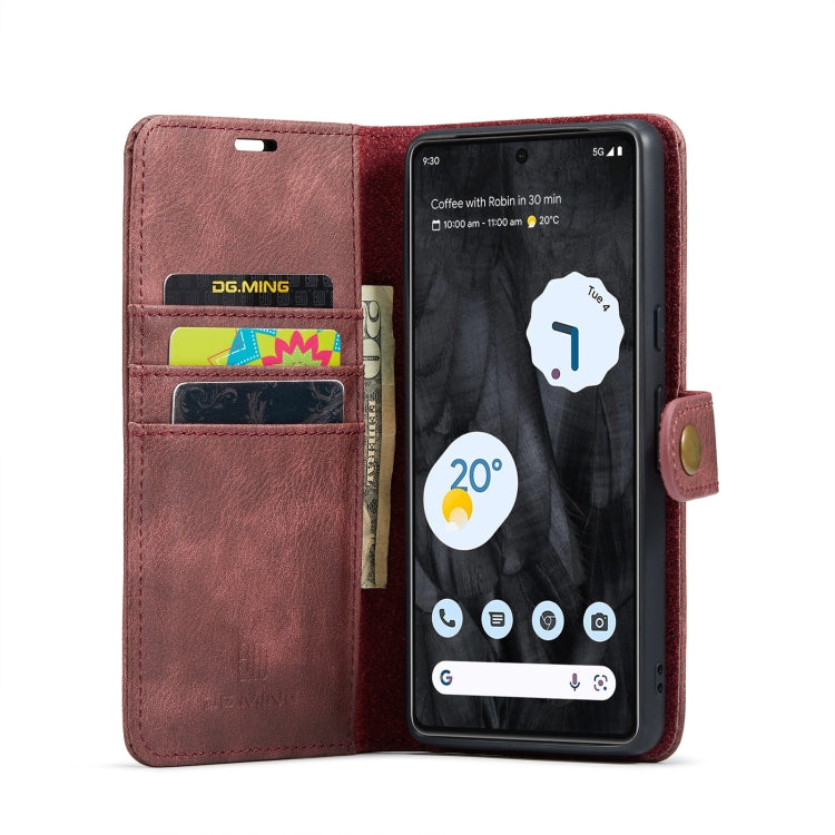 For Google Pixel 8 Pro DG.MING Crazy Horse Texture Detachable Magnetic Leather Phone Case(Red) - Google Cases by DG.MING | Online Shopping UK | buy2fix