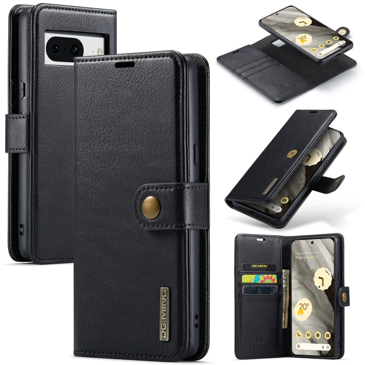 For Google Pixel 8 DG.MING Crazy Horse Texture Detachable Magnetic Leather Phone Case(Black) - Google Cases by DG.MING | Online Shopping UK | buy2fix
