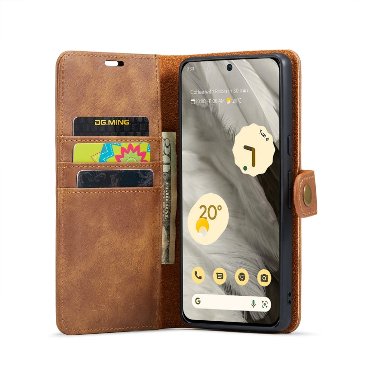 For Google Pixel 8 DG.MING Crazy Horse Texture Detachable Magnetic Leather Phone Case(Brown) - Google Cases by DG.MING | Online Shopping UK | buy2fix