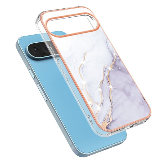 For Google Pixel 9 / 9 Pro Electroplating Marble Dual-side IMD Phone Case(White 006) by buy2fix