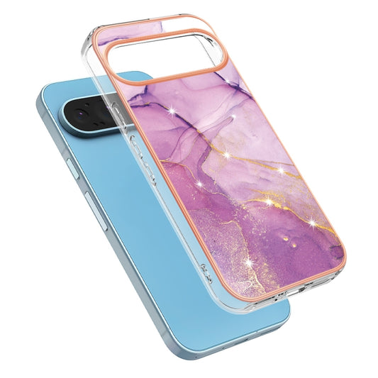 For Google Pixel 9 Pro XL Electroplating Marble Dual-side IMD Phone Case(Purple 001) by buy2fix