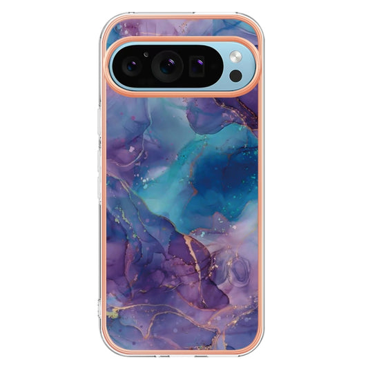For Google Pixel 9 / 9 Pro Electroplating Marble Dual-side IMD Phone Case(Purple 016) by buy2fix