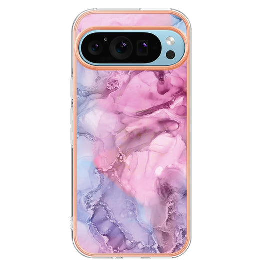 For Google Pixel 9 / 9 Pro Electroplating Marble Dual-side IMD Phone Case(Pink 013) by buy2fix