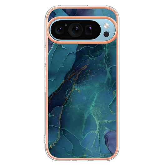 For Google Pixel 9 Pro XL Electroplating Marble Dual-side IMD Phone Case(Green 017) by buy2fix