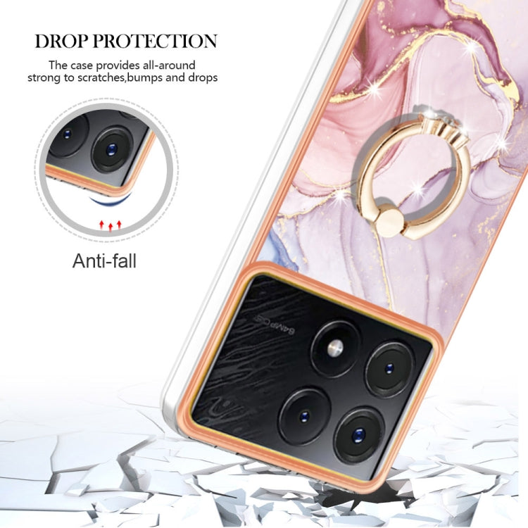 For Xiaomi Poco X6 Pro / Redmi K70E Electroplating Marble IMD TPU Phone Case with Ring Holder(Rose Gold 005) - Xiaomi Cases by buy2fix | Online Shopping UK | buy2fix