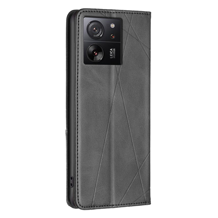 For Xiaomi 13T / 13T Pro / Redmi K60 Ultra Rhombus Texture Magnetic Leather Phone Case(Black) - Xiaomi Cases by buy2fix | Online Shopping UK | buy2fix