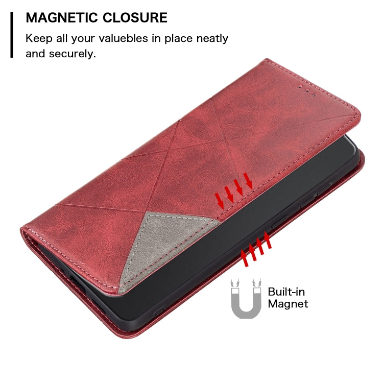 For Xiaomi Redmi 13C Rhombus Texture Magnetic Leather Phone Case(Red) by buy2fix