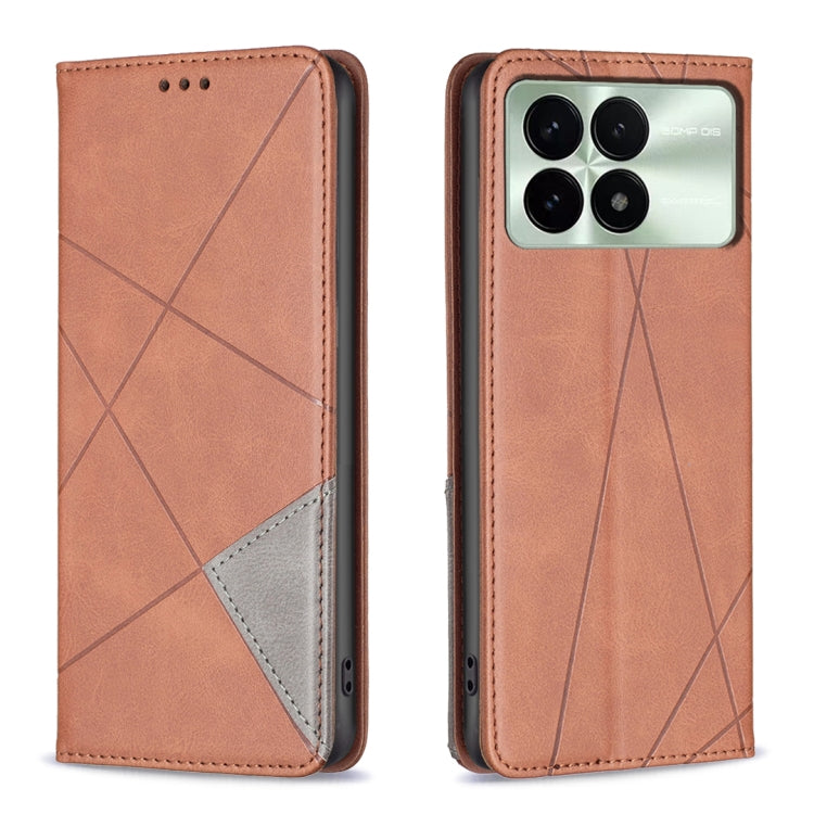 For Xiaomi Redmi K70 / K70 Pro Rhombus Texture Magnetic Leather Phone Case(Brown) - Xiaomi Cases by buy2fix | Online Shopping UK | buy2fix