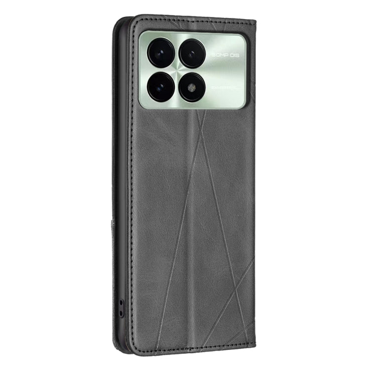 For Xiaomi Redmi K70 / K70 Pro Rhombus Texture Magnetic Leather Phone Case(Black) - Xiaomi Cases by buy2fix | Online Shopping UK | buy2fix