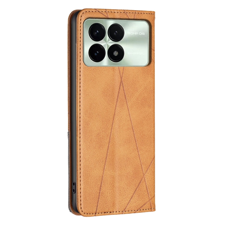 For Xiaomi Redmi K70E Rhombus Texture Magnetic Leather Phone Case(Yellow) - Xiaomi Cases by buy2fix | Online Shopping UK | buy2fix