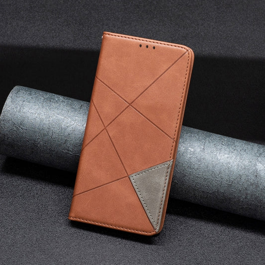For Xiaomi Redmi Note 13 4G Global Rhombus Texture Magnetic Leather Phone Case(Brown) by buy2fix