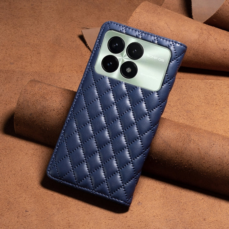 For Xiaomi Redmi K70 / K70 Pro Diamond Lattice Magnetic Leather Flip Phone Case(Blue) - Xiaomi Cases by buy2fix | Online Shopping UK | buy2fix