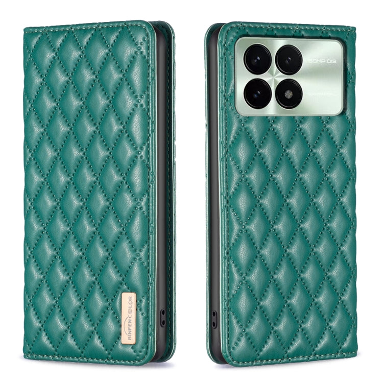 For Xiaomi Redmi K70 / K70 Pro Diamond Lattice Magnetic Leather Flip Phone Case(Green) - Xiaomi Cases by buy2fix | Online Shopping UK | buy2fix