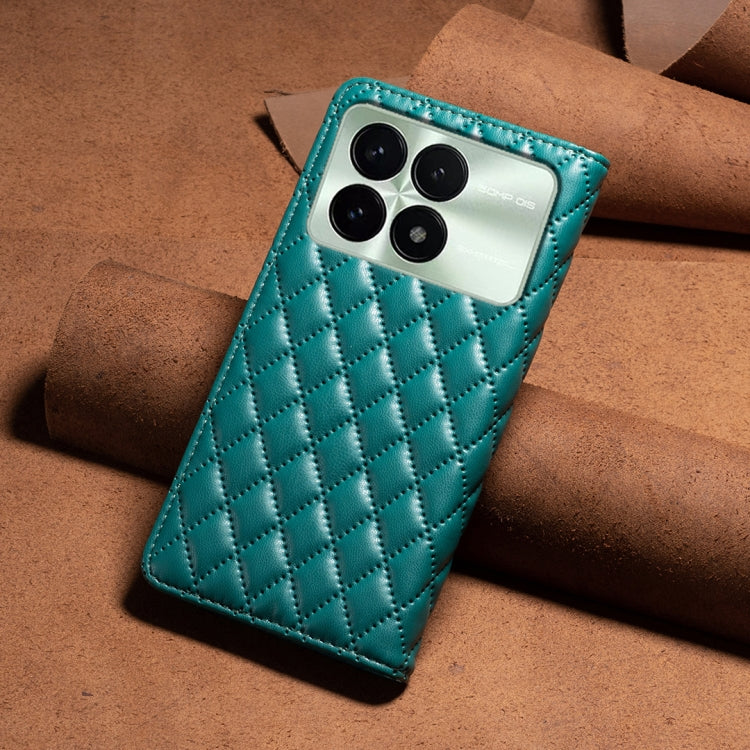 For Xiaomi Redmi K70 / K70 Pro Diamond Lattice Magnetic Leather Flip Phone Case(Green) - Xiaomi Cases by buy2fix | Online Shopping UK | buy2fix
