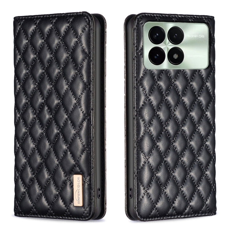For Xiaomi Redmi K70 / K70 Pro Diamond Lattice Magnetic Leather Flip Phone Case(Black) - Xiaomi Cases by buy2fix | Online Shopping UK | buy2fix