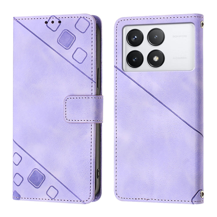 For Xiaomi Redmi K70 / K70 Pro Skin Feel Embossed Leather Phone Case(Light Purple) - Xiaomi Cases by buy2fix | Online Shopping UK | buy2fix