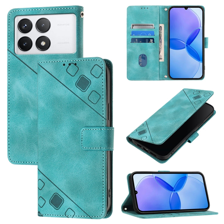 For Xiaomi Redmi K70 / K70 Pro Skin Feel Embossed Leather Phone Case(Green) - Xiaomi Cases by buy2fix | Online Shopping UK | buy2fix