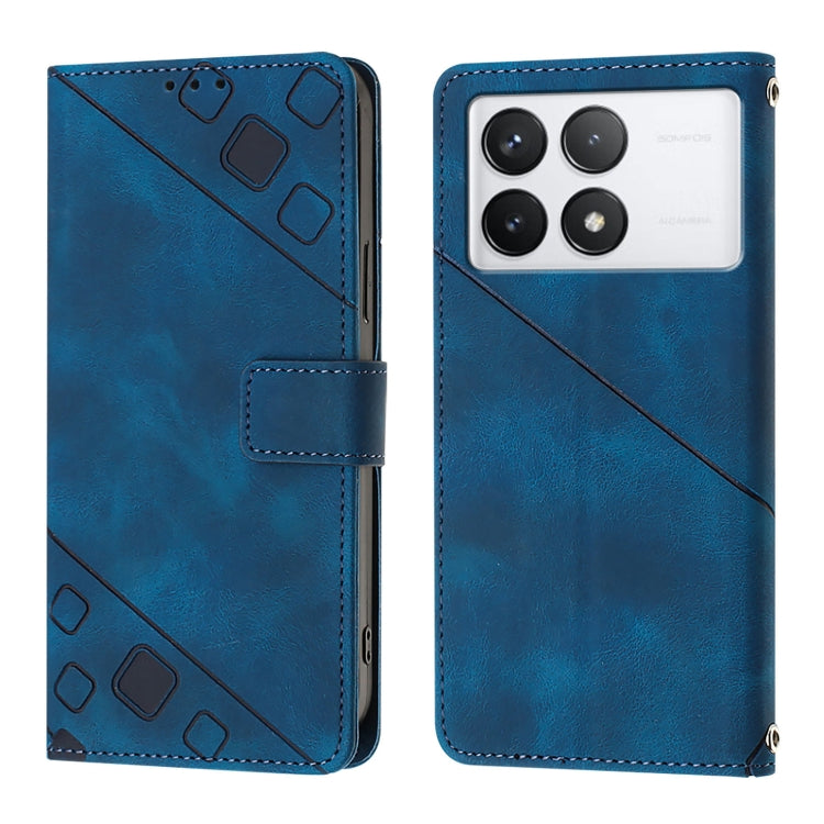 For Xiaomi Redmi K70 / K70 Pro Skin Feel Embossed Leather Phone Case(Blue) - Xiaomi Cases by buy2fix | Online Shopping UK | buy2fix