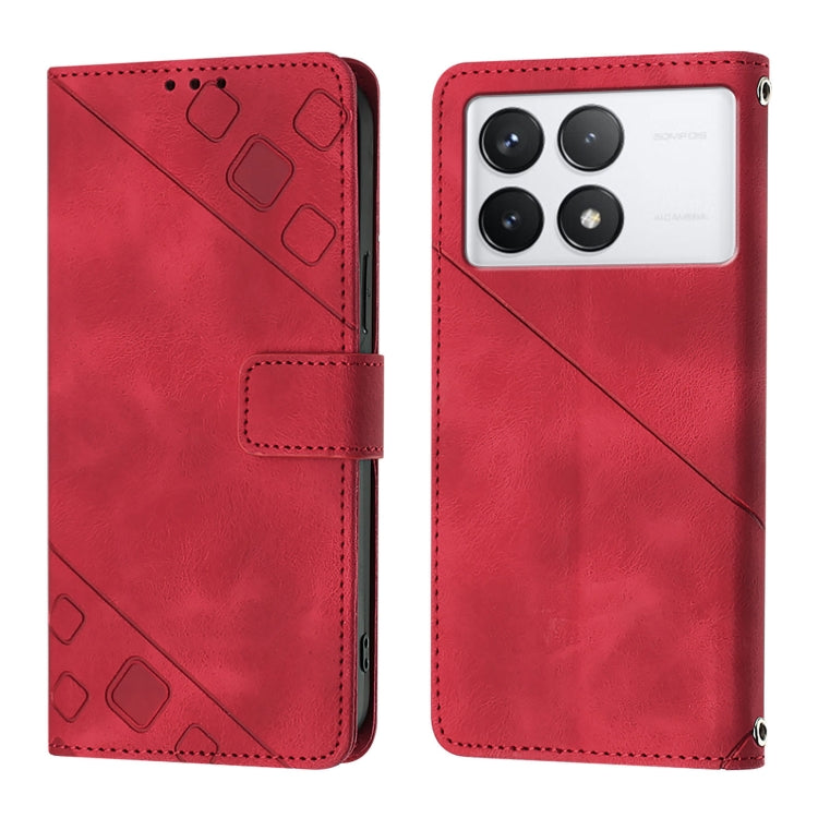 For Xiaomi Redmi K70 / K70 Pro Skin Feel Embossed Leather Phone Case(Red) - Xiaomi Cases by buy2fix | Online Shopping UK | buy2fix