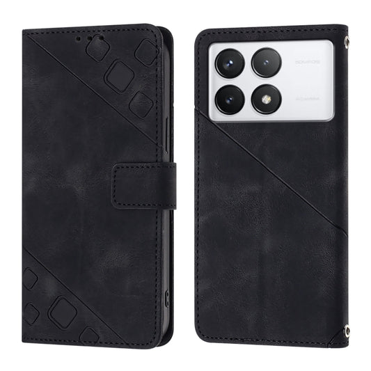 For Xiaomi Redmi K70 / K70 Pro Skin Feel Embossed Leather Phone Case(Black) by buy2fix
