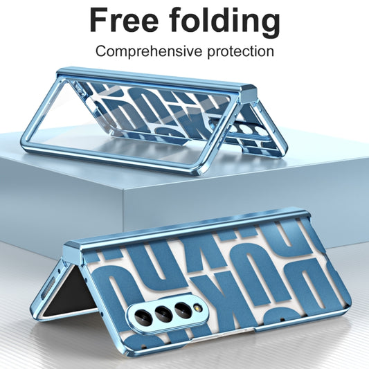 For Samsung Galaxy Z Fold4 5G Integrated Electroplating Folding Phone Case with Hinge(Blue) - Galaxy Z Fold4 5G Cases by buy2fix | Online Shopping UK | buy2fix