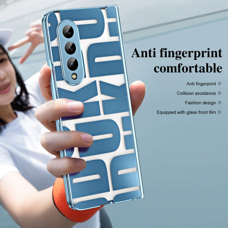 For Samsung Galaxy Z Fold4 5G Integrated Electroplating Folding Phone Case with Hinge(Blue) - Galaxy Z Fold4 5G Cases by buy2fix | Online Shopping UK | buy2fix