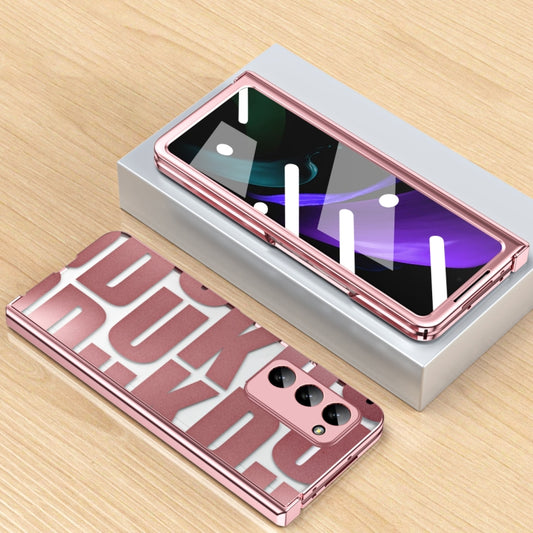For Samsung Galaxy Z Fold2 5G Integrated Electroplating Folding Phone Case with Hinge(Rose Gold) - Galaxy Phone Cases by buy2fix | Online Shopping UK | buy2fix