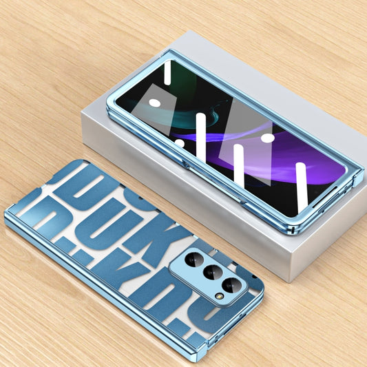 For Samsung Galaxy Z Fold2 5G Integrated Electroplating Folding Phone Case with Hinge(Blue) - Galaxy Phone Cases by buy2fix | Online Shopping UK | buy2fix