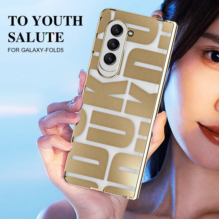 For Samsung Galaxy Z Fold5 Integrated Electroplating Folding Phone Case with Hinge(Tyrant Gold) - Galaxy Z Fold5 Cases by buy2fix | Online Shopping UK | buy2fix