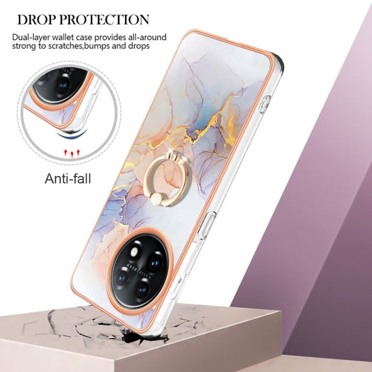 For OnePlus 11 Electroplating IMD TPU Phone Case with Ring(White Marble) by buy2fix