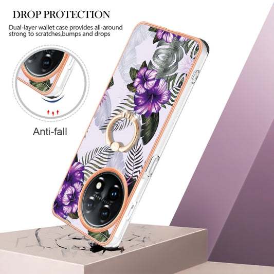 For OnePlus 11 Electroplating IMD TPU Phone Case with Ring(Purple Flower) by buy2fix