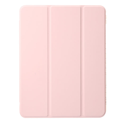 For iPad Pro 13 2025 / 2024 Clear Acrylic 3-Fold Leather Tablet Case(Pink) by buy2fix
