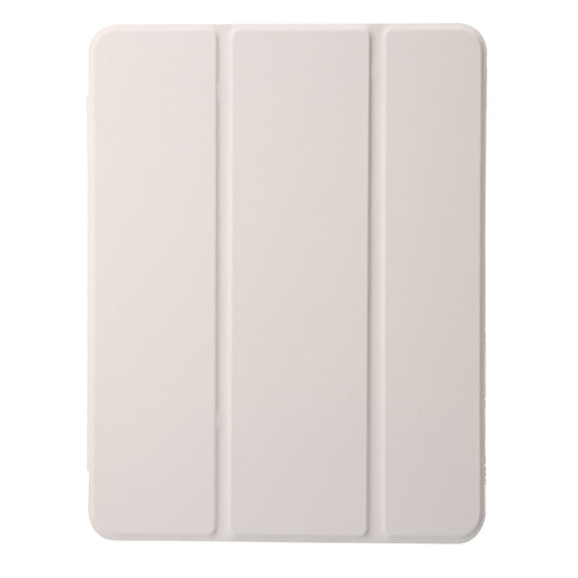 For iPad Air 11 2025 / 2024 Clear Acrylic 3-Fold Leather Tablet Case(Grey) by buy2fix