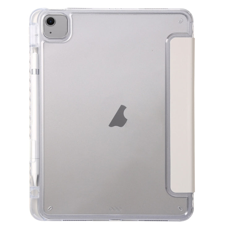 For iPad Air 11 2025 / 2024 Clear Acrylic 3-Fold Leather Tablet Case(Grey) - iPad Air 11 2025 / 2024 Cases by buy2fix | Online Shopping UK | buy2fix