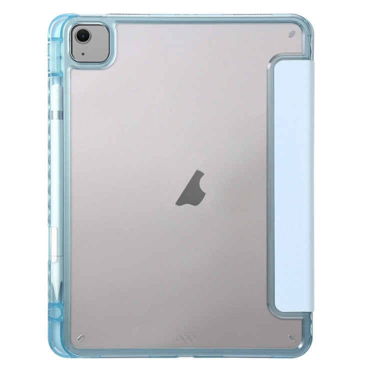 For iPad Air 11 2025 / 2024 Clear Acrylic 3-Fold Leather Tablet Case(Ice Blue) - iPad Air 11 2025 / 2024 Cases by buy2fix | Online Shopping UK | buy2fix