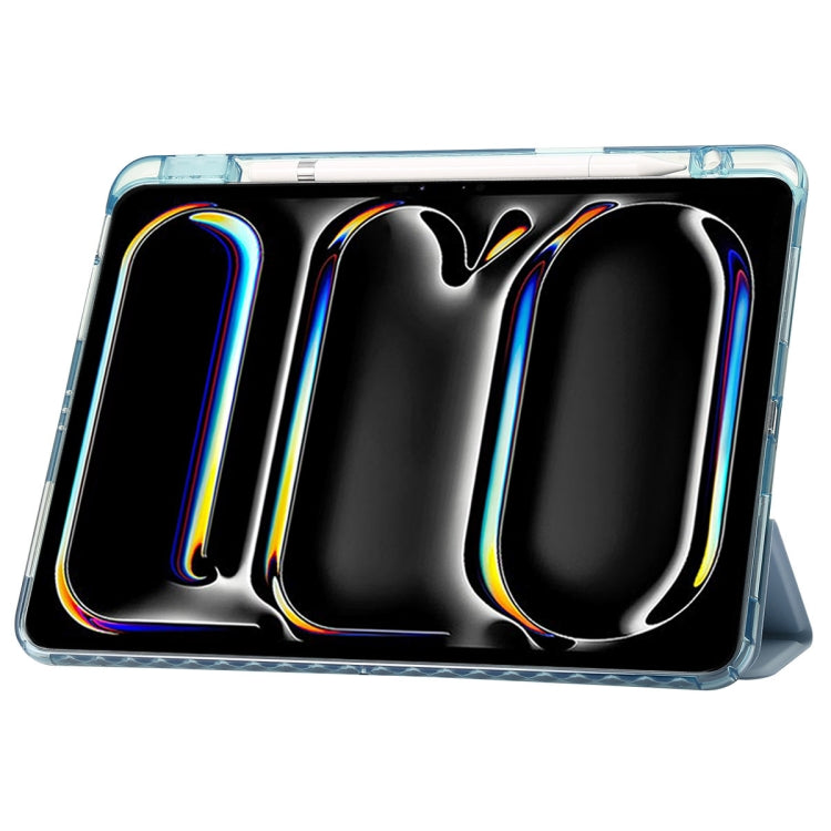 For iPad Air 11 2025 / 2024 Clear Acrylic 3-Fold Leather Tablet Case(Ice Blue) - iPad Air 11 2025 / 2024 Cases by buy2fix | Online Shopping UK | buy2fix